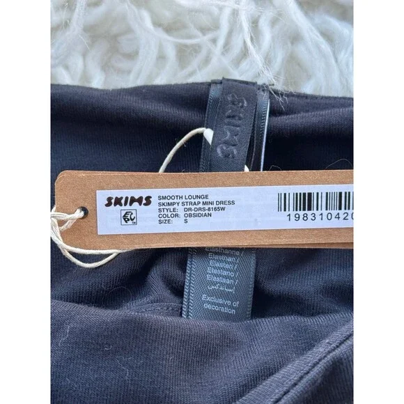 Skims Smooth Lounge Skimpy Strap Scoop Neck Mini Dress Obsidian Size Small - Picture 11 of 11